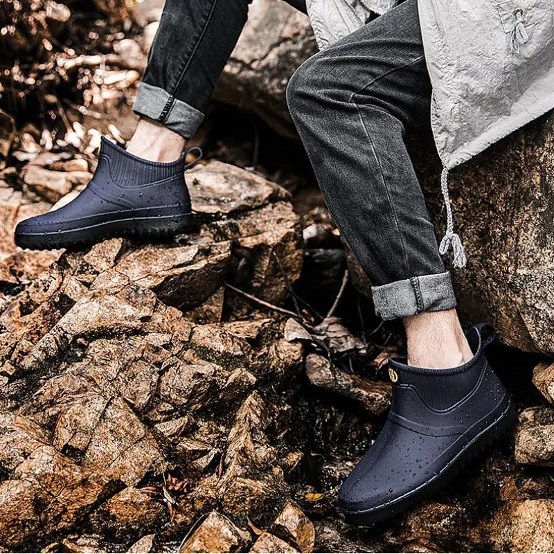 Cuzcare Winter Rain Ankle Boots For Men Slip-on Nonskid Orthopedic Shoes