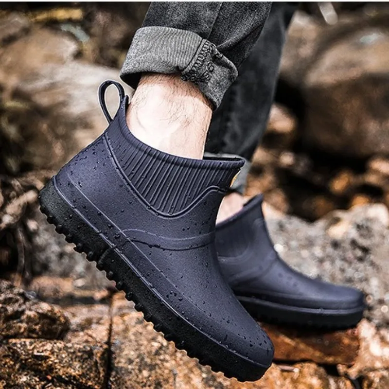 Cuzcare Winter Rain Ankle Boots For Men Slip-on Nonskid Orthopedic Shoes