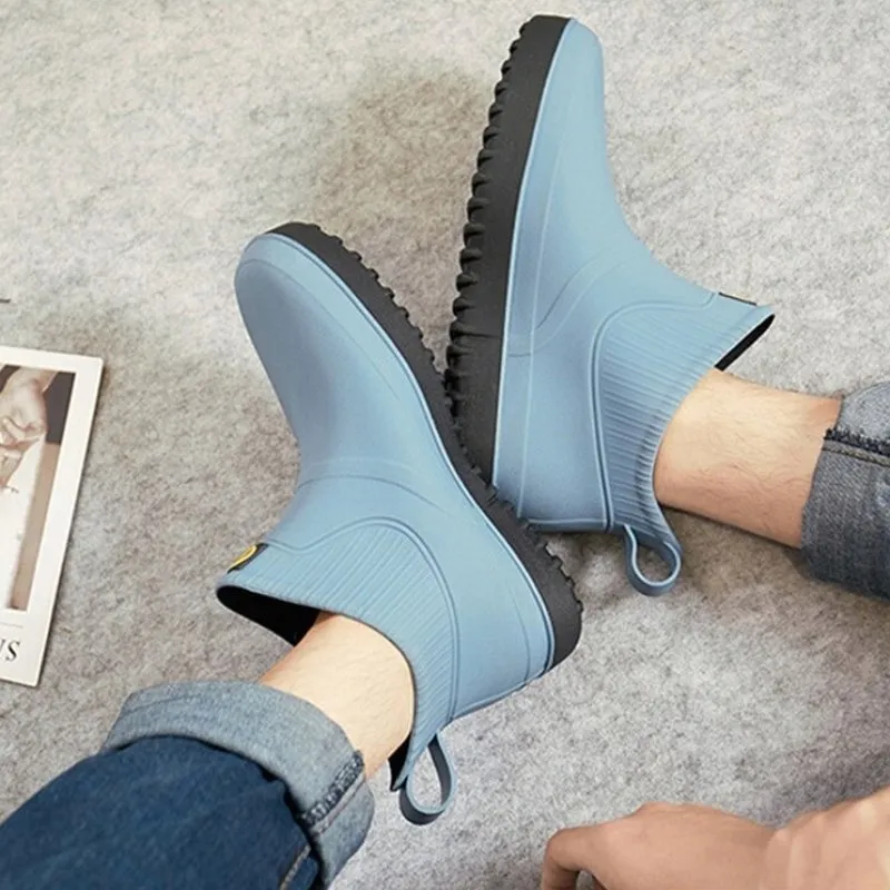 Cuzcare Winter Rain Ankle Boots For Men Slip-on Nonskid Orthopedic Shoes