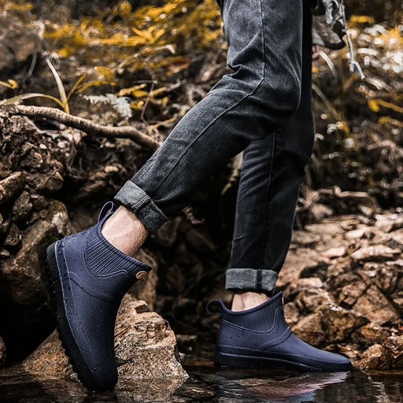 Cuzcare Winter Rain Ankle Boots For Men Slip-on Nonskid Orthopedic Shoes
