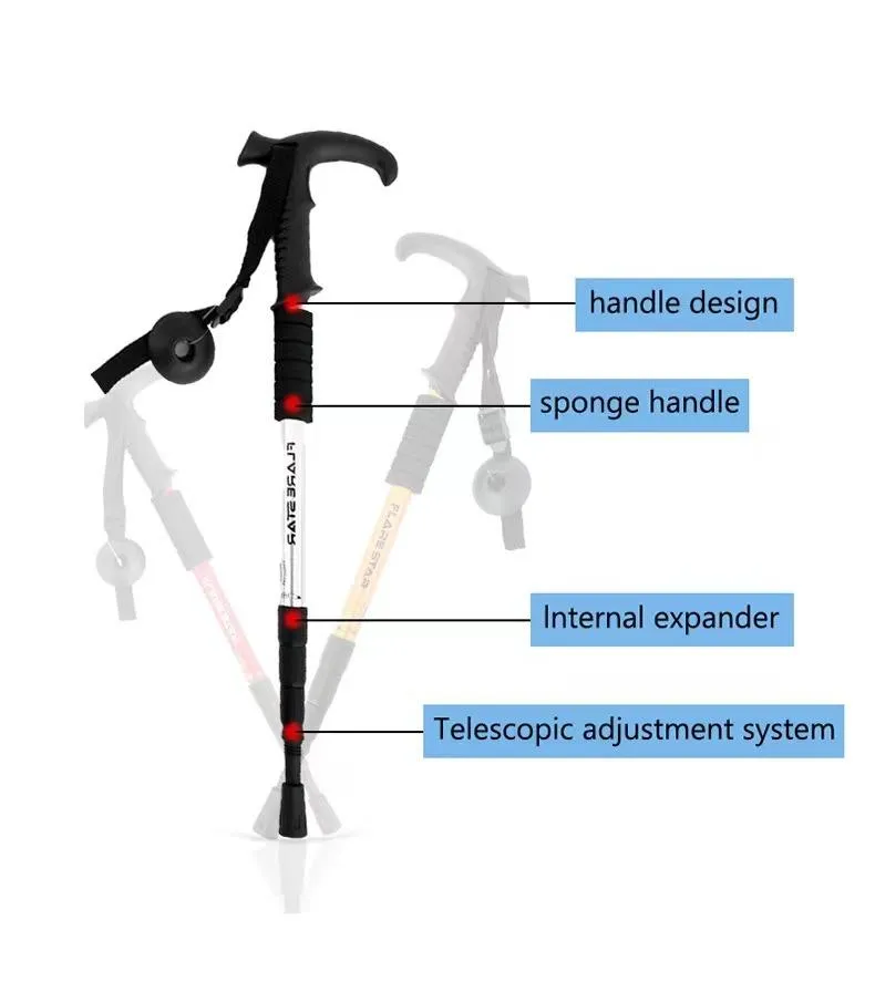 High Density Aluminum Alloy Retractable Trekking walking Pole(10 Pack)