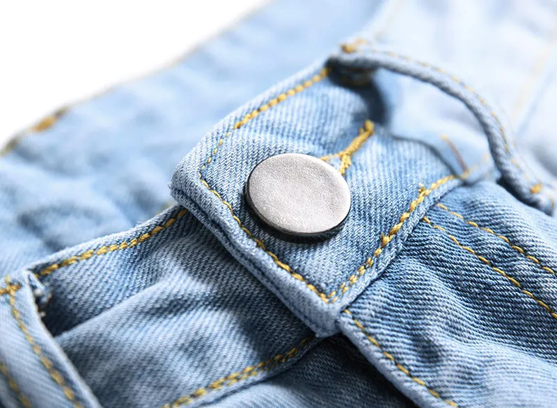 Vintage Jeans Straight Pants Casual Men's Ripped Mid Waist Jeans